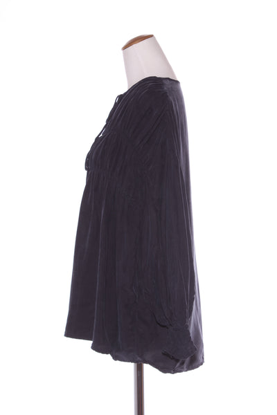 KINNEY - Cotton sheen shirred blouse - Navy! 8-12