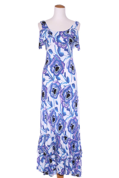 SACHA DRAKE - Blue Larksur frill maxi dress! 8-10