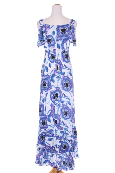 SACHA DRAKE - Blue Larksur frill maxi dress! 8-10