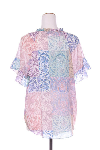 WITCHERY - Paisley patchwork print flutter sleeve top! 12