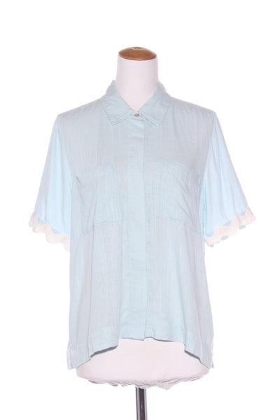 JUST JEANS - Scalloped trim linen blend shirt! 12