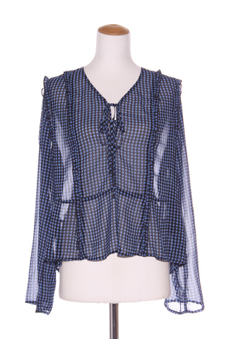 MINERAL (LN) Jester print ruffle trim blouse! 16-18