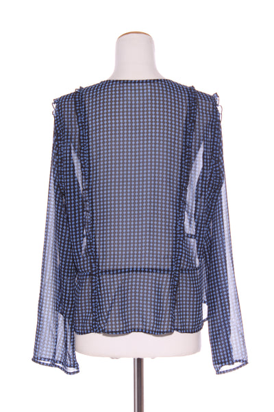 MINERAL (LN) Jester print ruffle trim blouse! 16-18