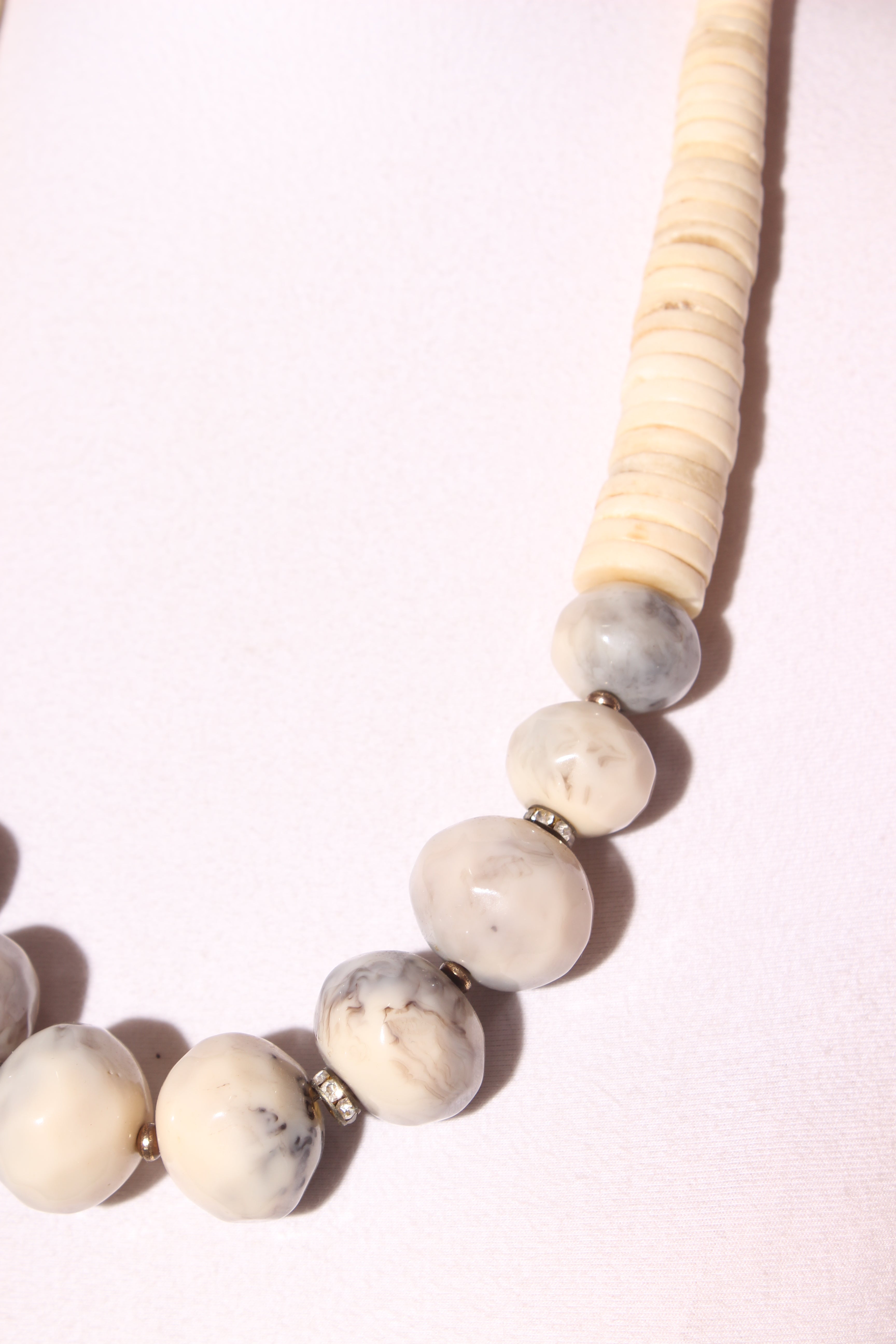 Buy the Mens White Shell and Gold Beaded Necklace | JaeBee Jewelry