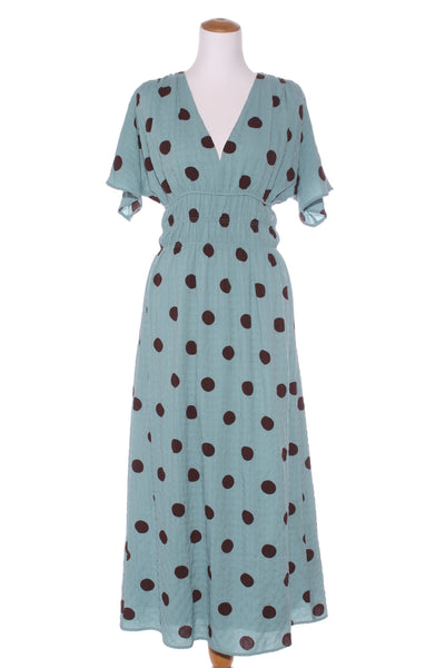 LEO + BE - Textured shirred waist spot maxi dress! 10