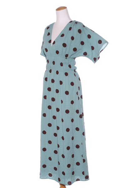 LEO + BE - Textured shirred waist spot maxi dress! 10