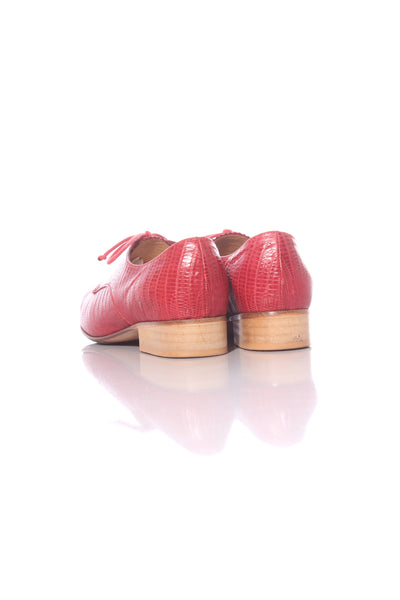 MINNIE COOPER (NZ) Red croc embossed leather shoes! 8.5