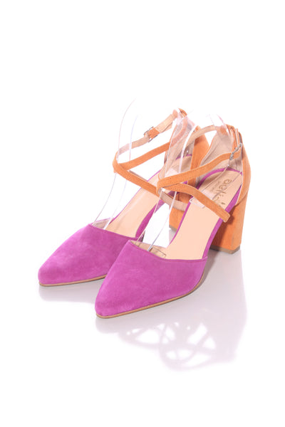 AELIA - Purple + orange leather heels! 39