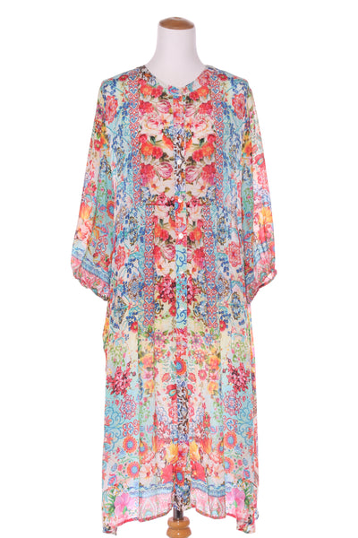 VIRTUELLE - Floral viscose shirt dress/duster + pockets! 18