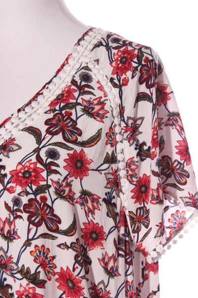 LEMON TREE - Red floral print viscose dress! 14