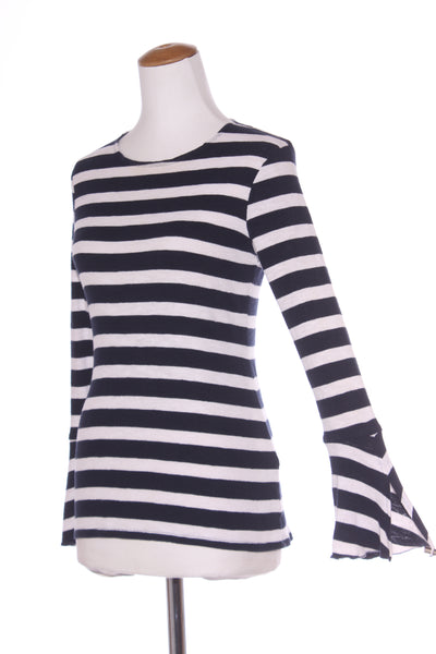 REPERTOIRE (NZ) "Eiffel" Navy stripe flare sleeve top! 10