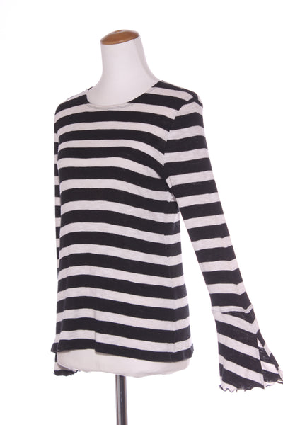 REPERTOIRE (NZ) "Eiffel" Black stripe flare sleeve top! 14-16