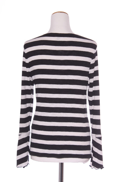REPERTOIRE (NZ) "Eiffel" Black stripe flare sleeve top! 14-16