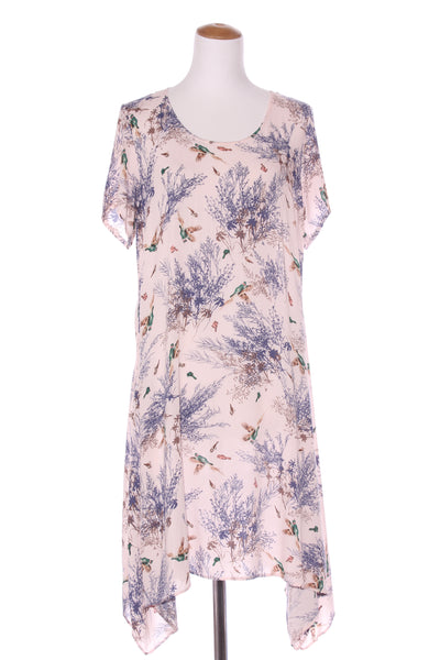 BITTERMOON (NZ) Bird + fauna print rayon dress! 12