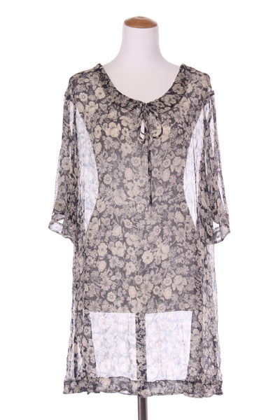 TWENTY-SEVEN NAMES (NZ) Navy floral silk yoryu dress! 10-12