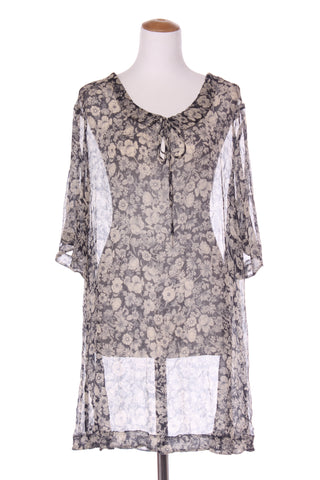 TWENTY-SEVEN NAMES (NZ) Navy floral silk yoryu dress! 10-12