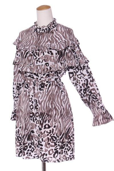 AMAYA - Animal print ruffle detail dress! 8-10