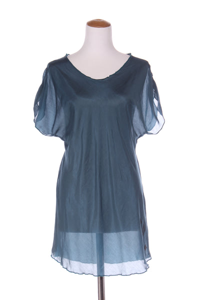 CHALKY DIGITS (NZ) Silk/cotton top - Petrol blue! 12