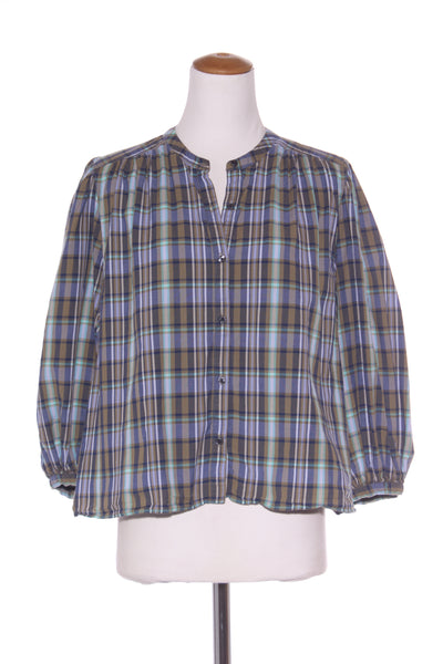 ZEST - Plaid puff sleeve button up top! 16