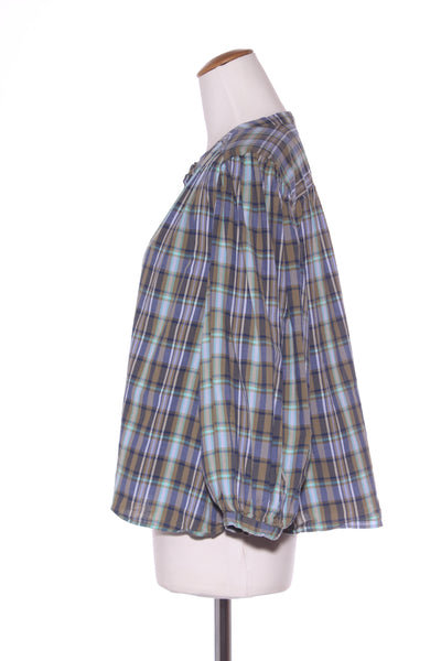 ZEST - Plaid puff sleeve button up top! 16