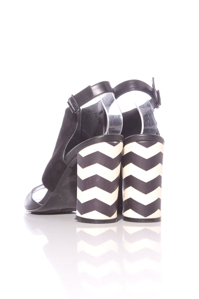 SEMPRE DI - Zigzag block leather heels! 40