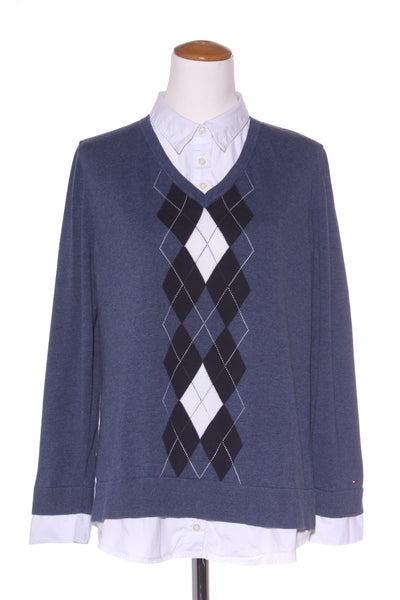 TOMMY HILFIGER - Cotton argyle shirt sweater! 14-16