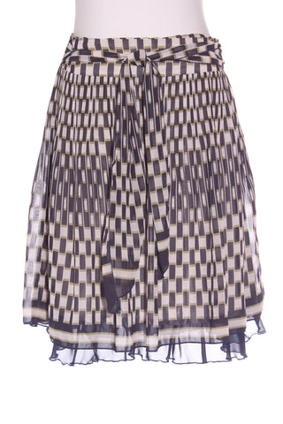 ANDRA - Vintage olive/navy geo print skirt! 10