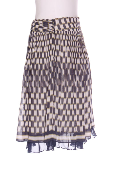 ANDRA - Vintage olive/navy geo print skirt! 10