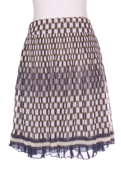 ANDRA - Vintage olive/navy geo print skirt! 10