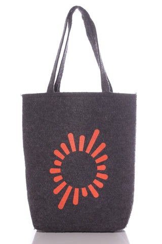 Orange sun print felt tote bag!
