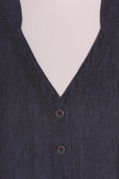 JIGSAW (LN) Embellished linen dress - Petrol blue! 16