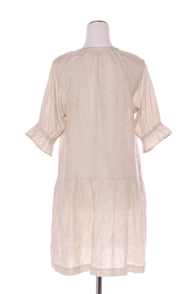 WALLACE COTTON - Oatmeal linen dress + pockets! 10-12