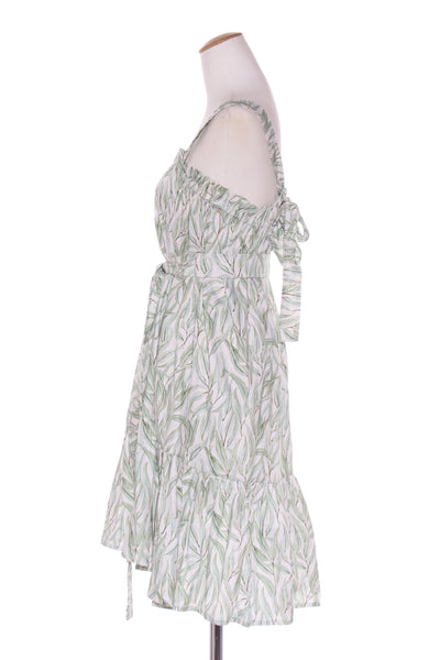 SLOAN (NZ) Green leaf print dress + tie! 10-12