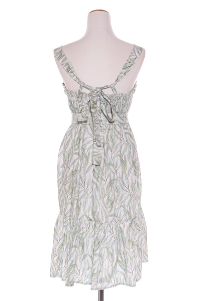 SLOAN (NZ) Green leaf print dress + tie! 10-12