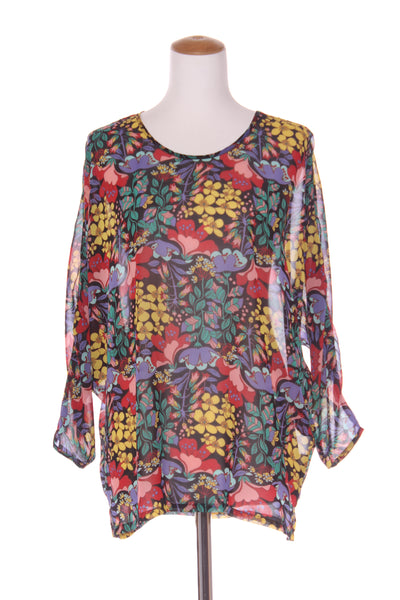 CHARLO - Wildflower print batwing chiffon top! 10-12