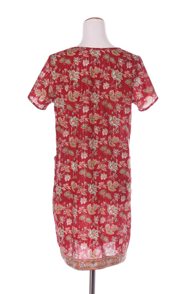 FRANKIE AND CO - Red + green floral cotton dress + pockets! 8-12
