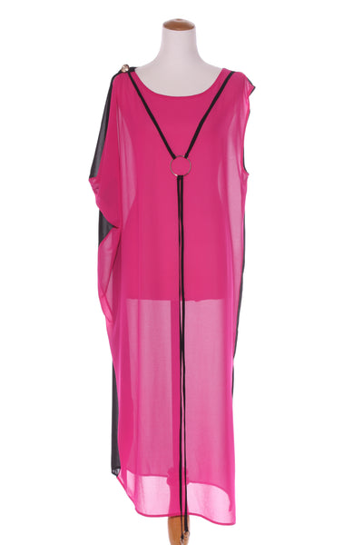 JANE SUTHERLAND - Magenta panel chiffon dress! 12-14