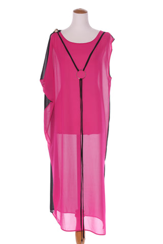 JANE SUTHERLAND - Magenta panel chiffon dress! 12-14