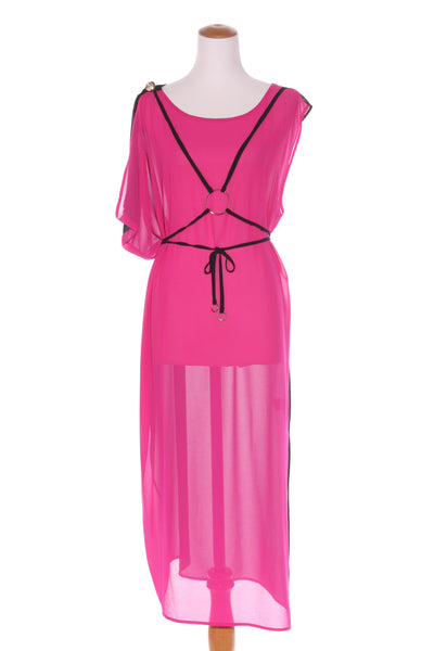 JANE SUTHERLAND - Magenta panel chiffon dress! 12-14