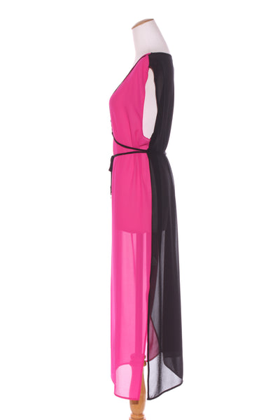 JANE SUTHERLAND - Magenta panel chiffon dress! 12-14