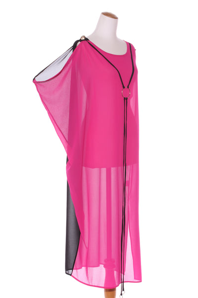 JANE SUTHERLAND - Magenta panel chiffon dress! 12-14