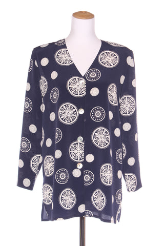 NEWPORT STUDIO (NZ) Vintage navy print top/jacket! 12