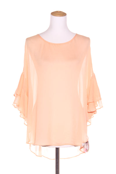 ANNAH S (NZ) BN "Gia" ruffle sleeve top - Peach! 14