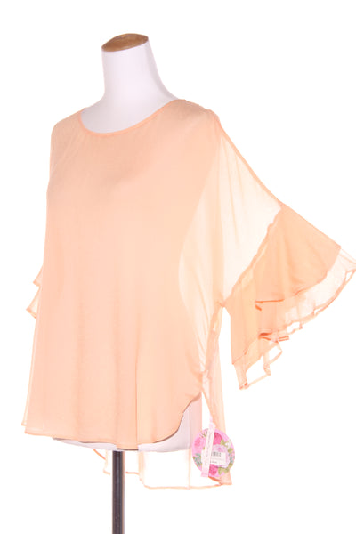 ANNAH S (NZ) BN "Gia" ruffle sleeve top - Peach! 14