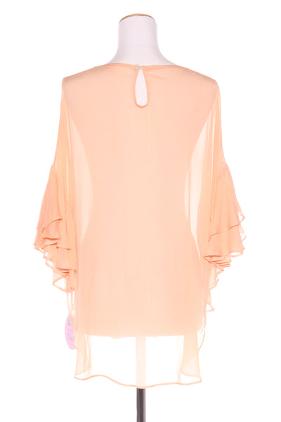 ANNAH S (NZ) BN "Gia" ruffle sleeve top - Peach! 14