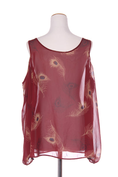 NO BRAND - Peacock feather cold shoulder top! 16