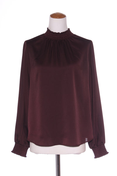 WHISTLE (LN) Textured satin shirred blouse - Merlot! 14