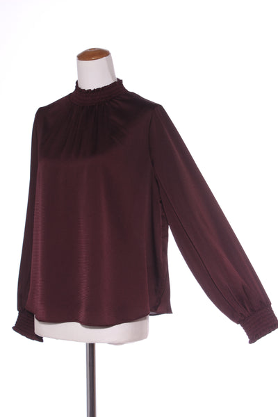 WHISTLE (LN) Textured satin shirred blouse - Merlot! 14