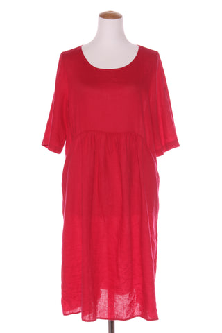 BLUE ILLUSION - Red linen dress + pockets! 12