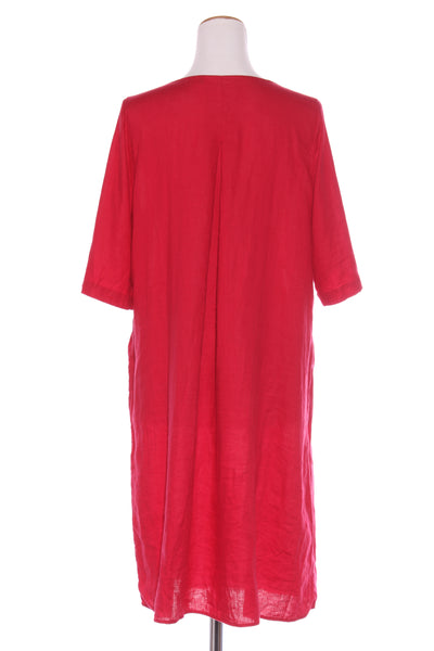BLUE ILLUSION - Red linen dress + pockets! 12